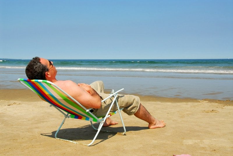 Relaxing on a beach